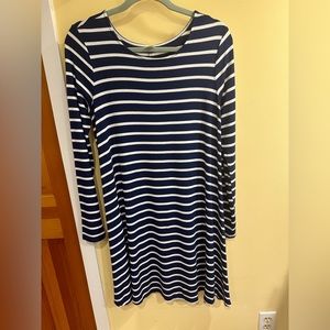 Old Navy striped blue midi dress with long sleeves